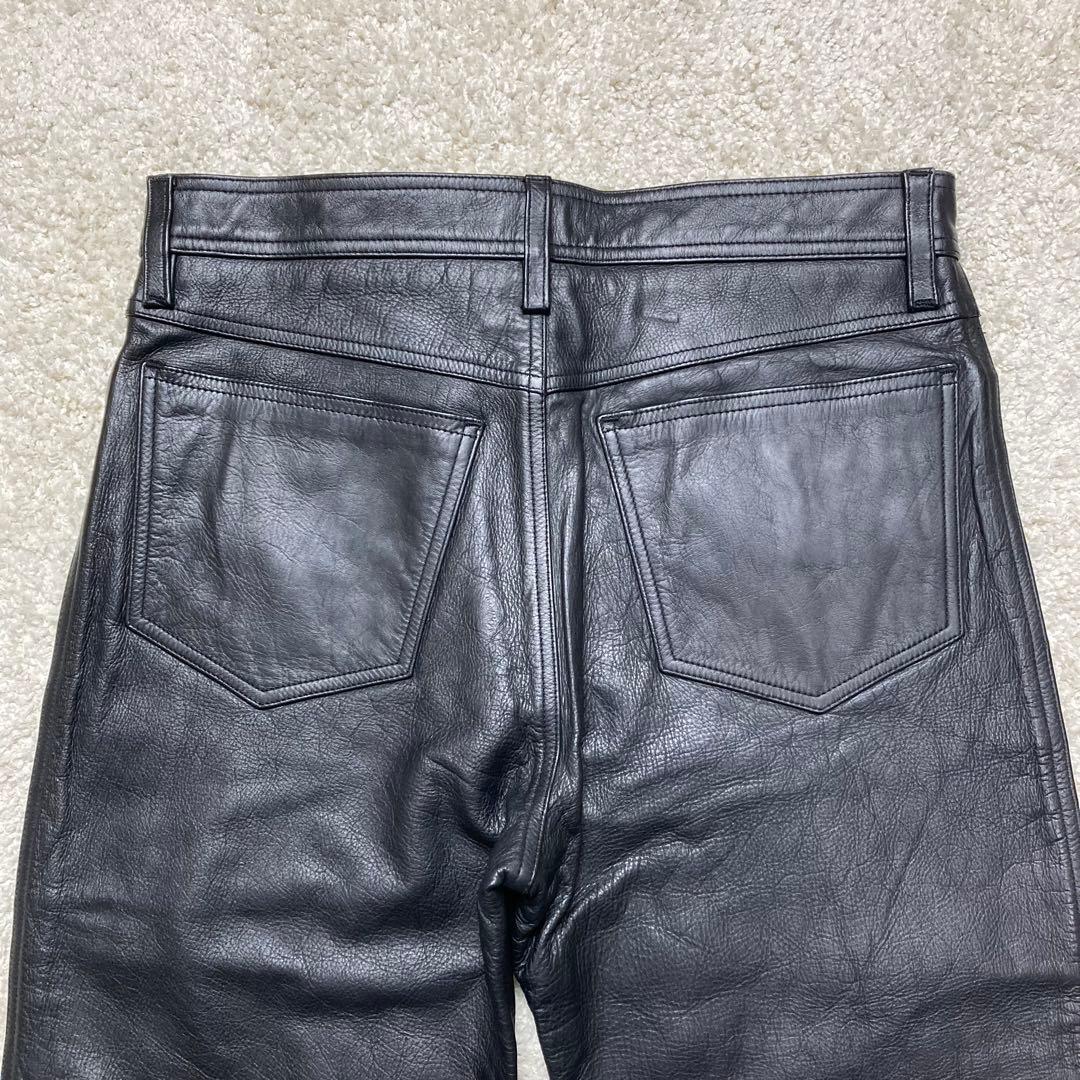 美品　レザーパンツ　82㎝　(w32) ブラック　牛革　裏地　FEDI メンズ