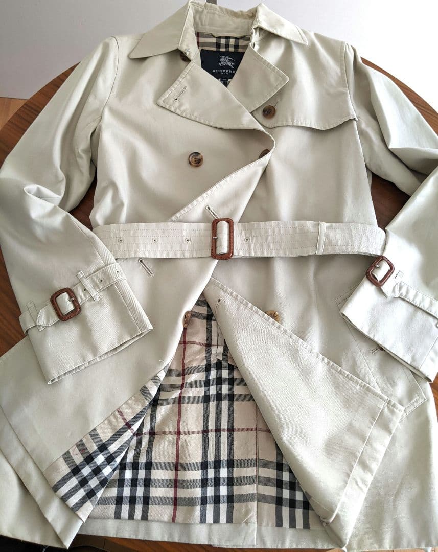 【美品】バーバリーロンドン ミドル丈 トレンチコート ベルト付 40 ベージュ