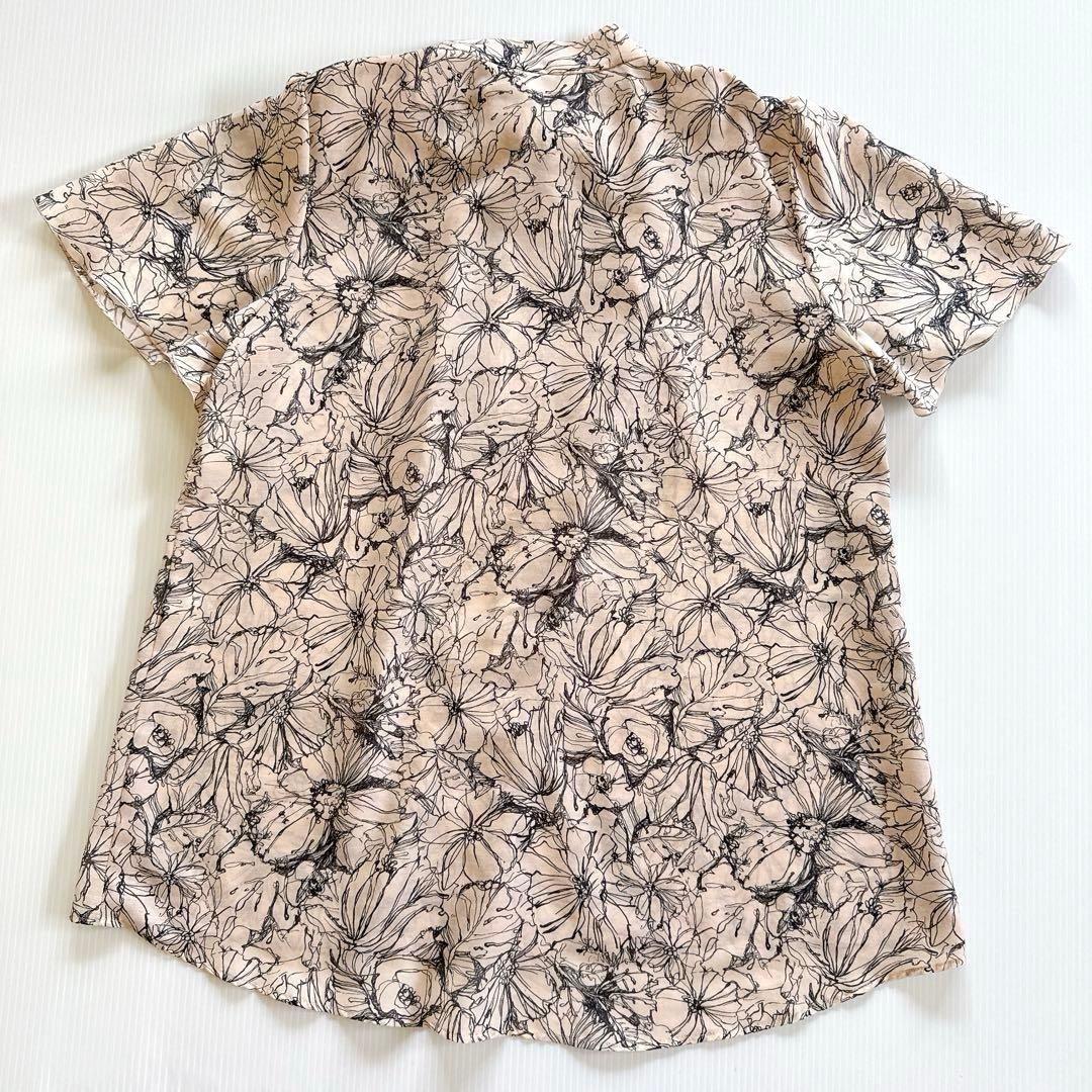 Blue☺︎ ANAYI ラインフラワープリントボウタイ ブラウス 24SS
