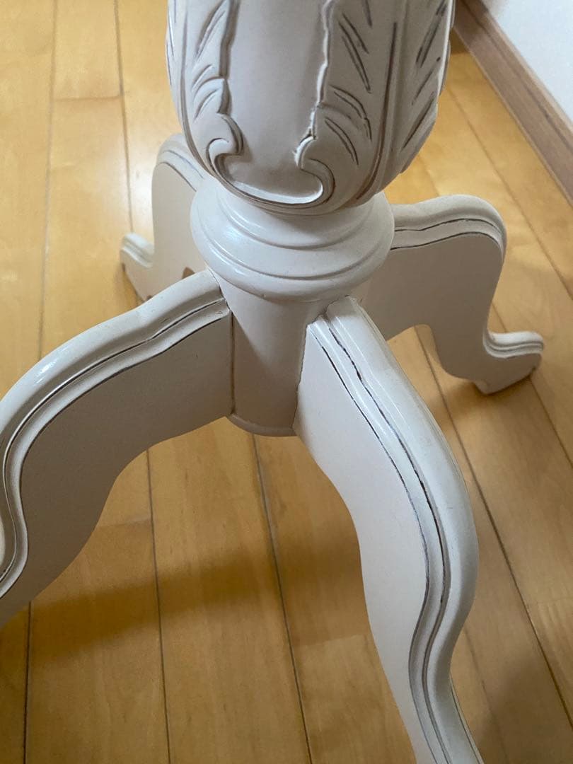 アンティーク調 丸テーブル 猫脚 直径60cm 白