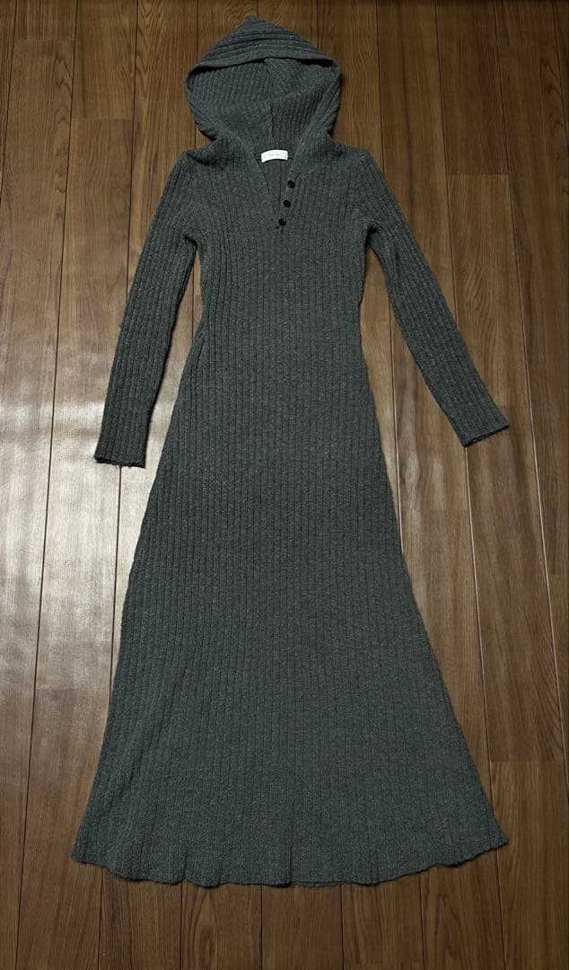 ワンピース maison celon hoodie rib knit dress