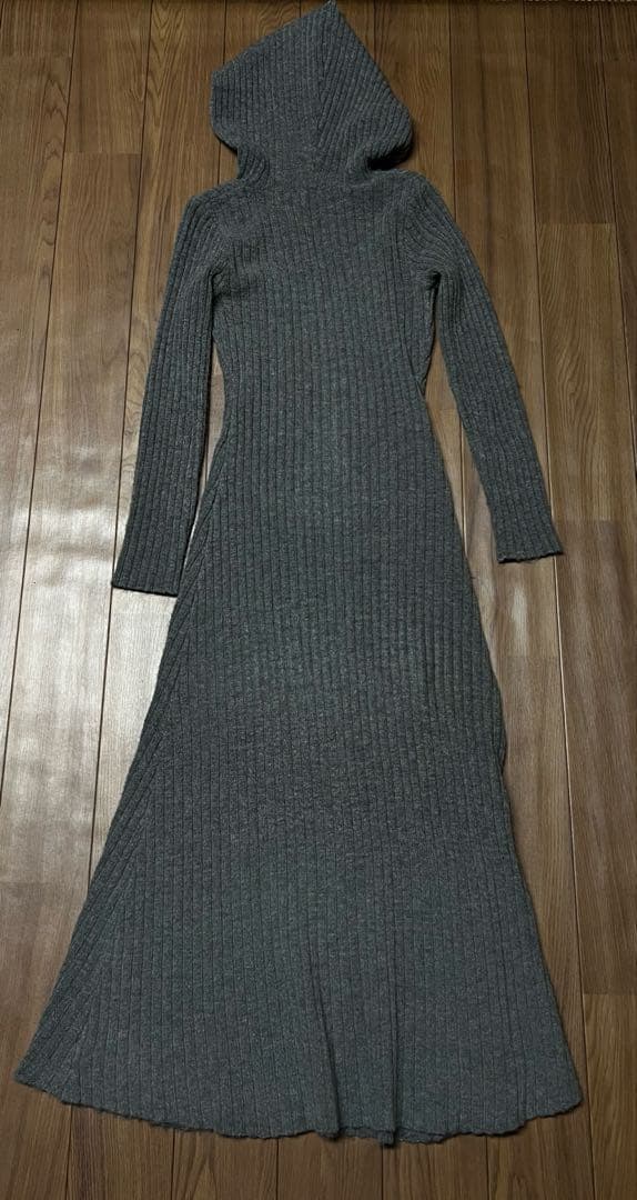 ワンピース maison celon hoodie rib knit dress