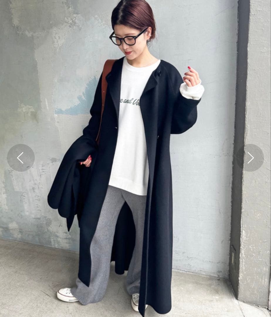 Spick&Span SUPER110Sダブルビーバーコート　黒