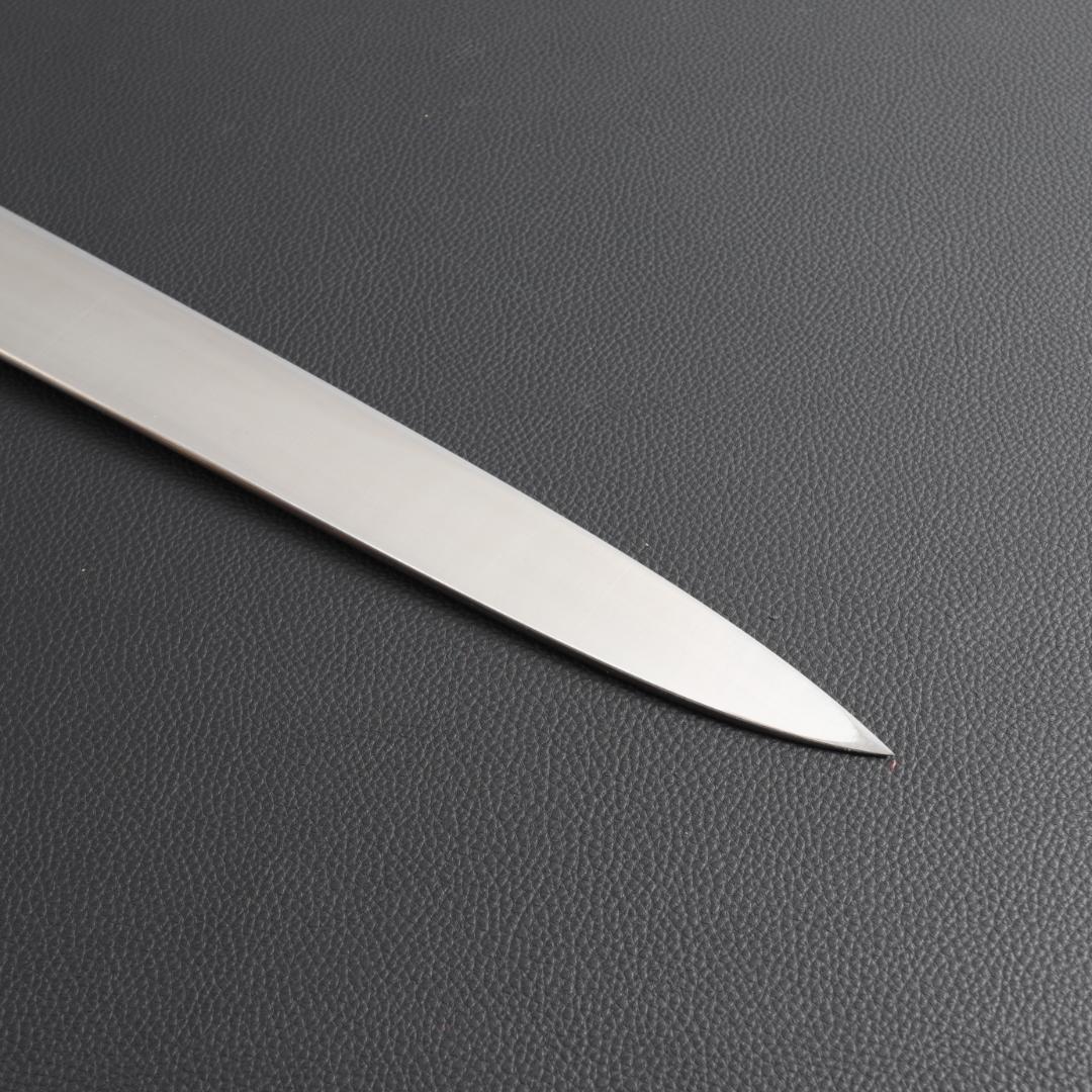 9776 柳刃包丁 尺寸 刃渡り300mm 刺身包丁 人工象牙黒三本巻八角柄