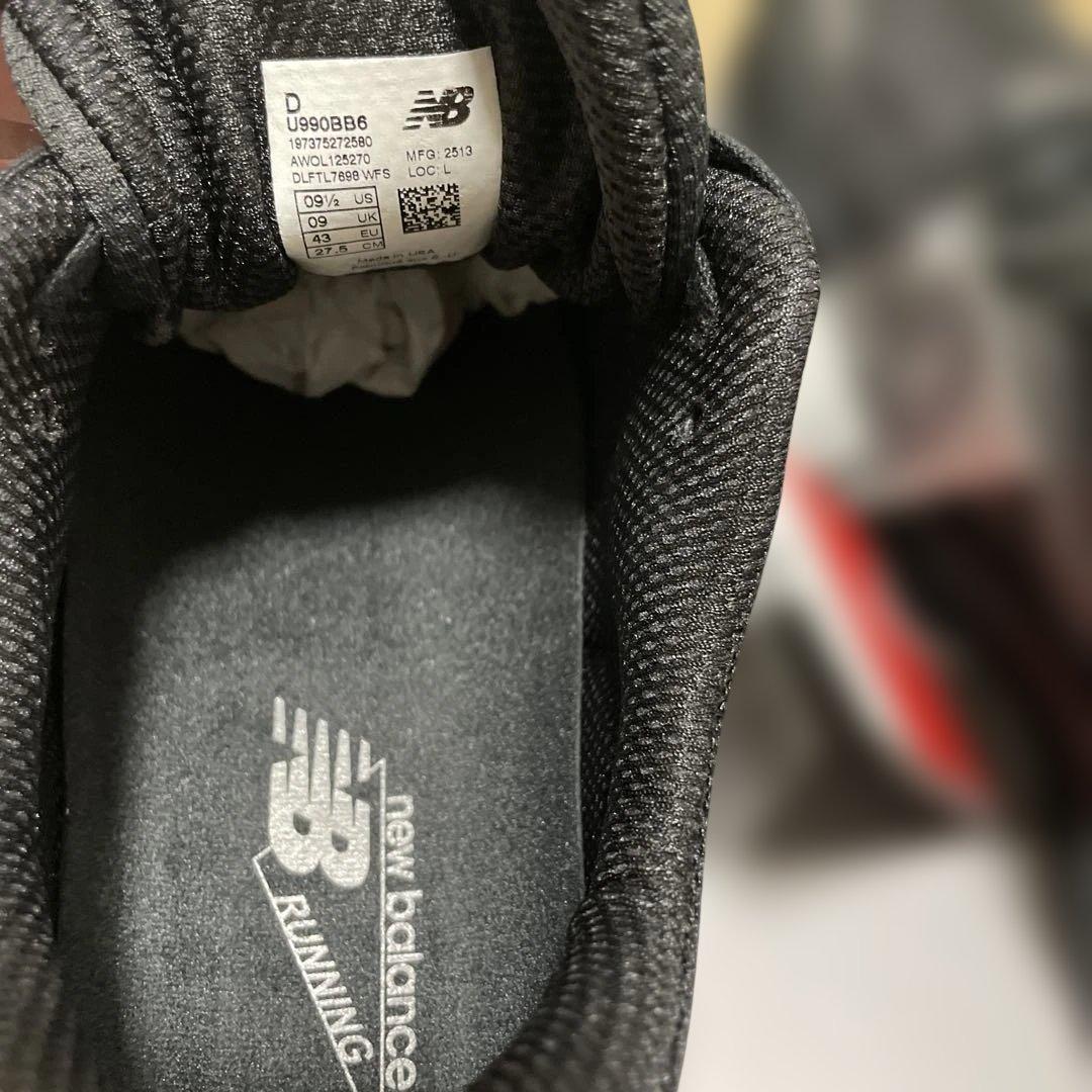 s*6様 NEW BALANCE 990 V6 TRIPLE BLACK 27.