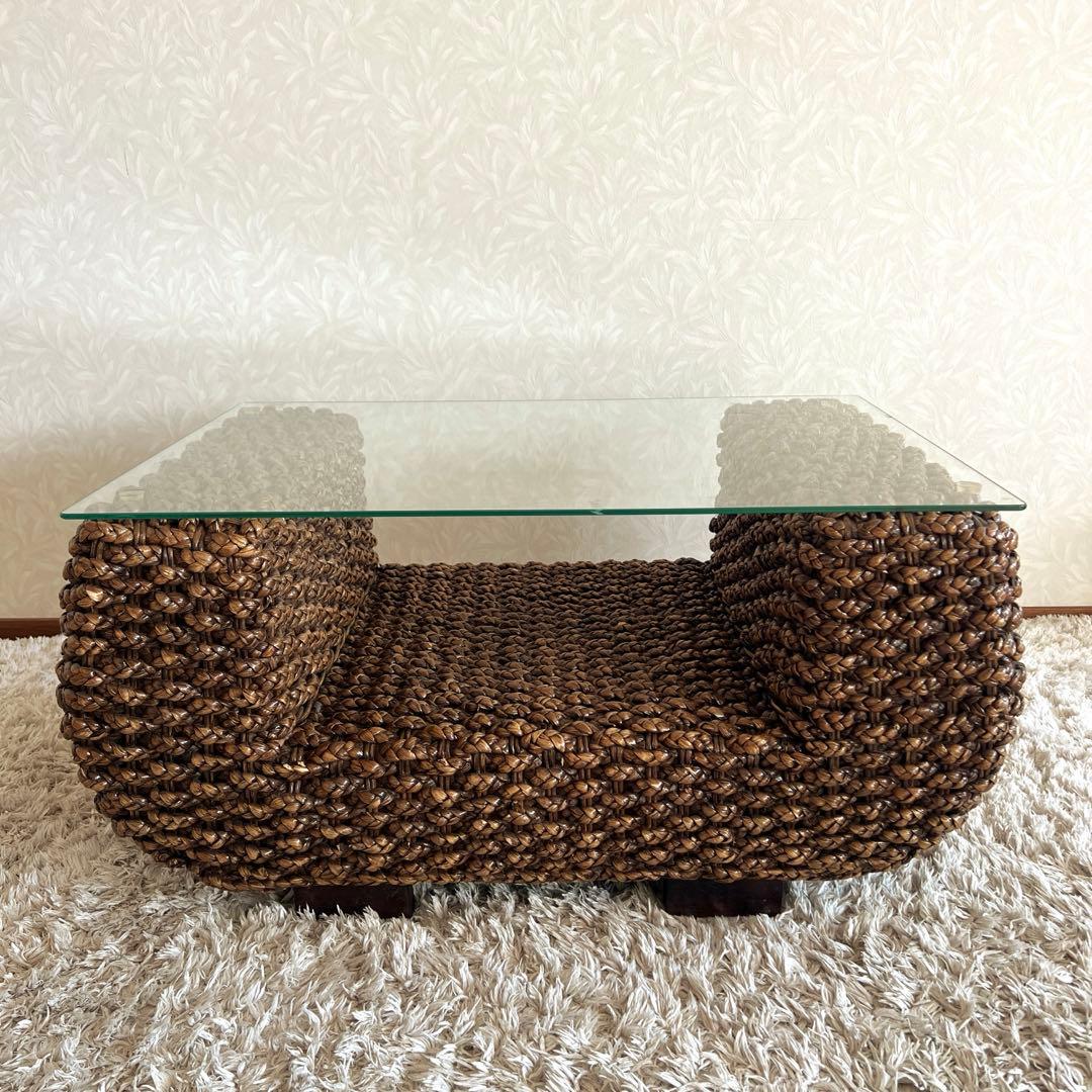 ウォーターヒヤシンス ガラステーブル センターテーブル アジアン バリ