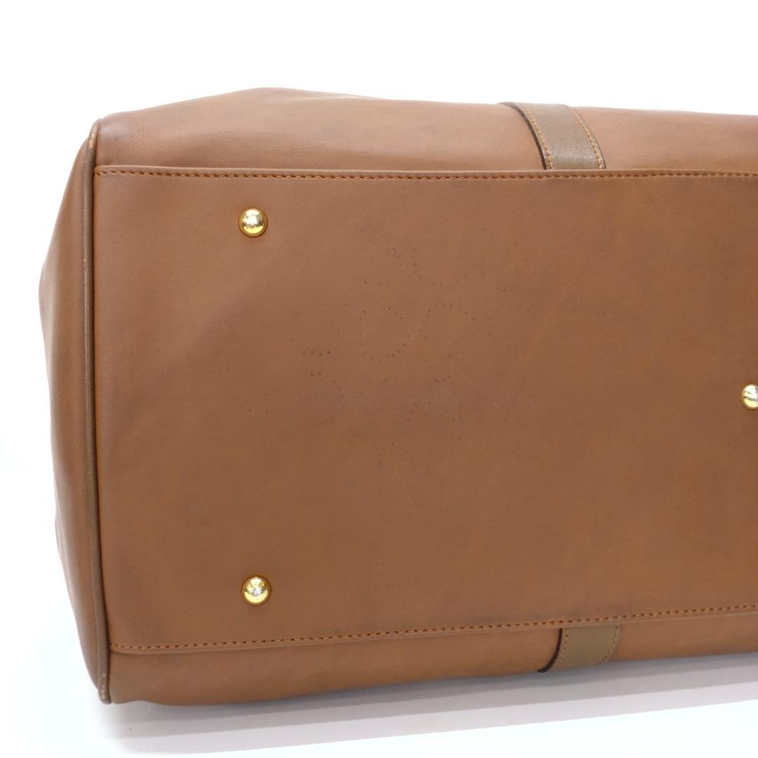 Courreges クレージュ レザー ボストンバッグ ブラウン 大容量