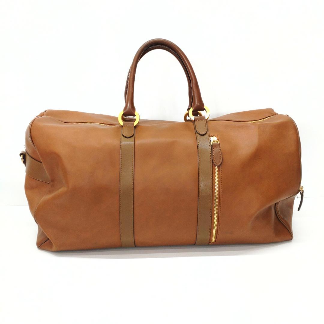 Courreges クレージュ レザー ボストンバッグ ブラウン 大容量