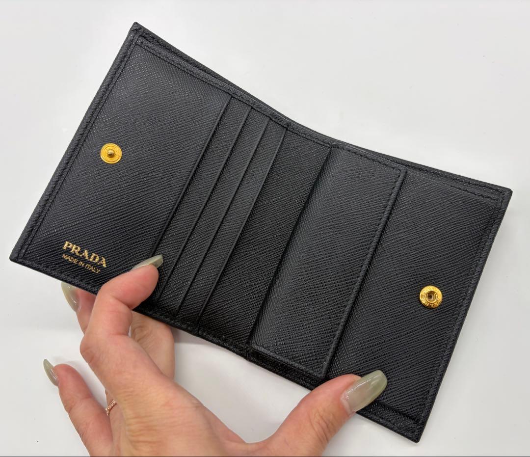 PRADA プラダ サフィアーノ シャイン 二つ折り財布 ブラック