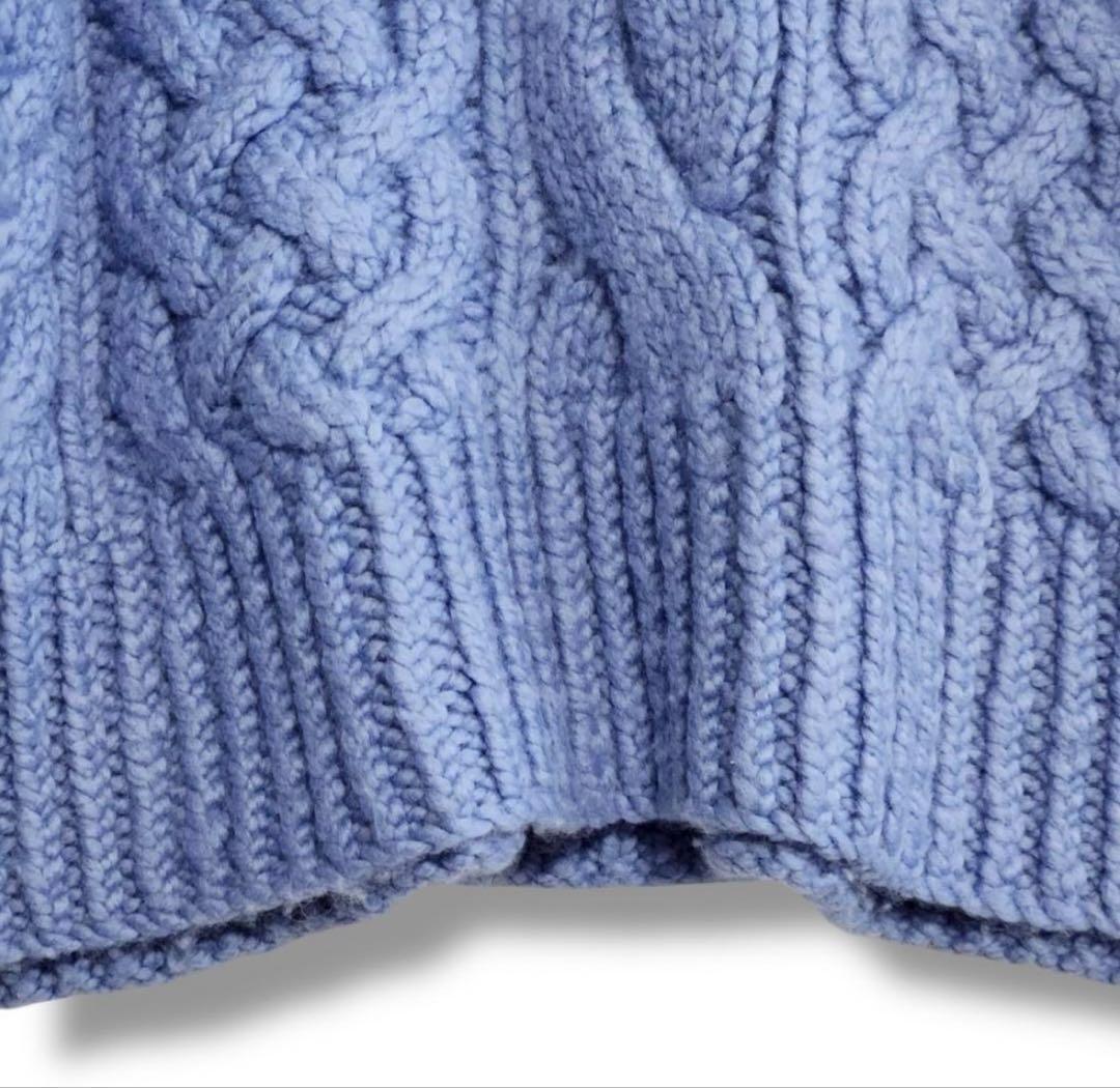 【ebureエブール】ニット／ケーブル編み／ライトブルー