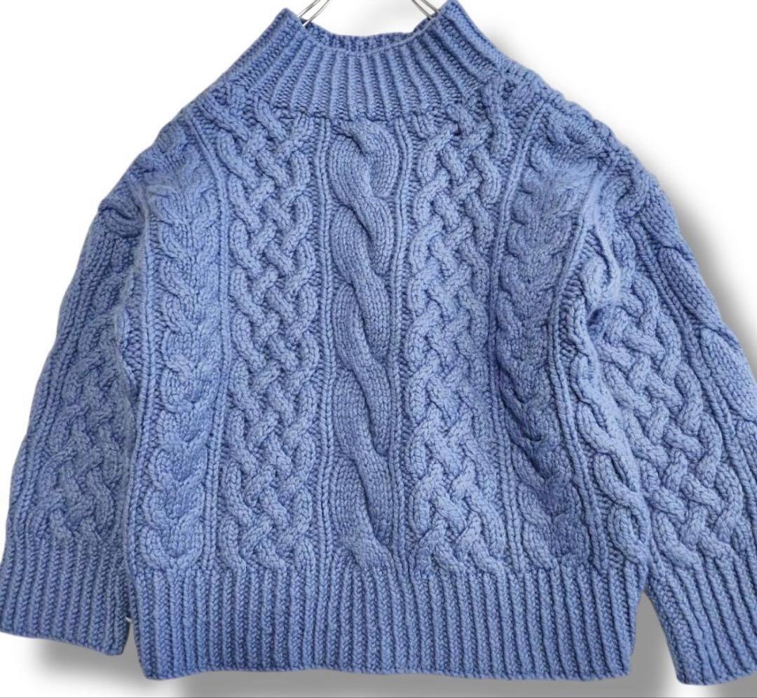 【ebureエブール】ニット／ケーブル編み／ライトブルー