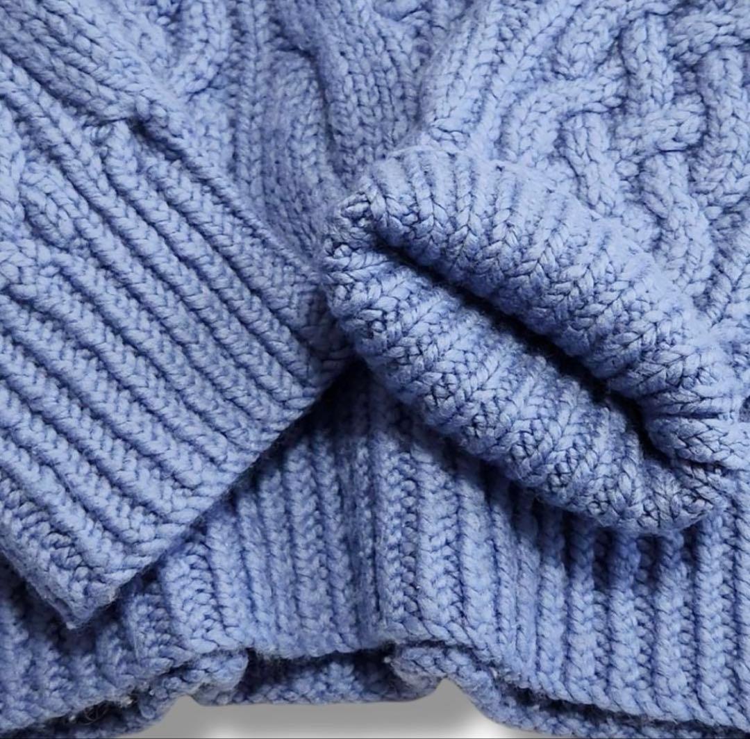 【ebureエブール】ニット／ケーブル編み／ライトブルー