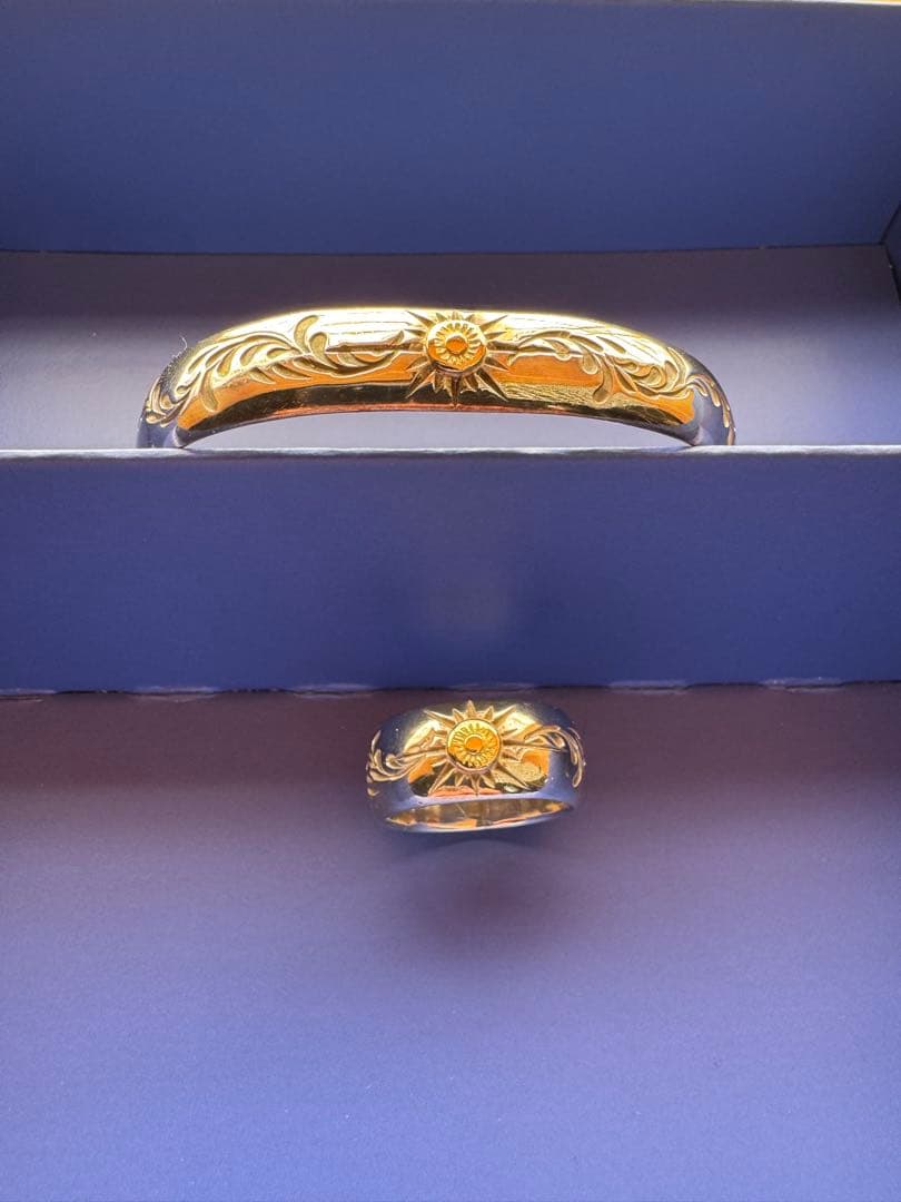 シルバー925 ワンポイントK18 指輪＆バングル