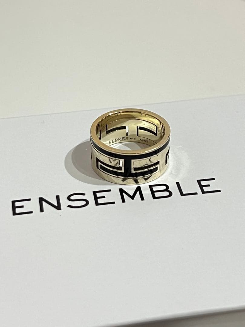HERMES ムーブアッシュリング　ゴールド×ブラック Ag925 53