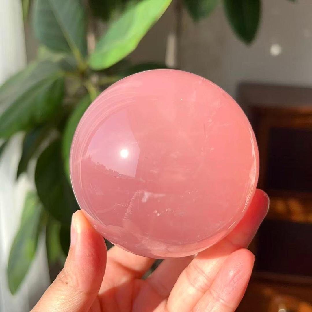 AAA級家庭円満★天然ローズクォーツ丸玉B0113/YS/550C