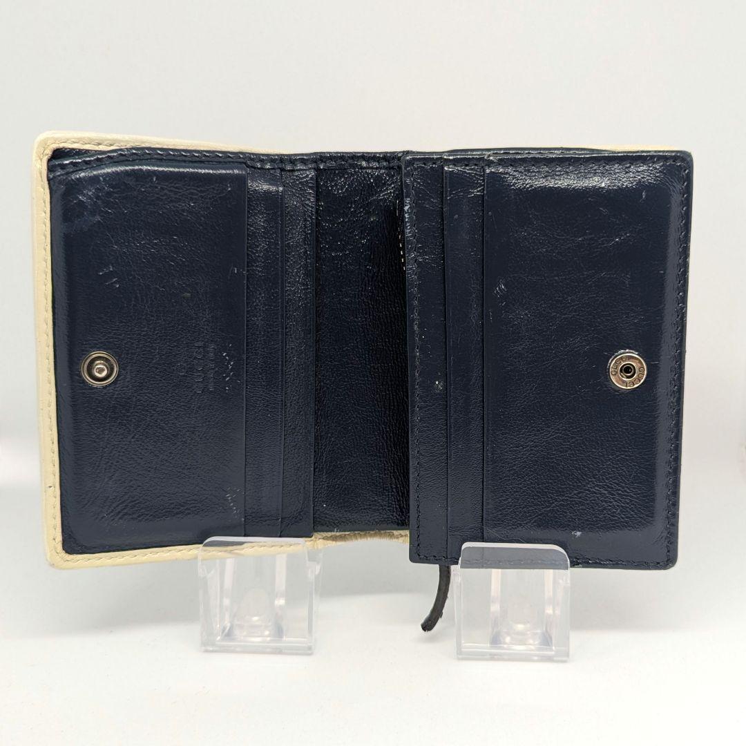 GUCCI　二つ折り財布　GG　マーモント　マトラッセ　レザー　ネイビー