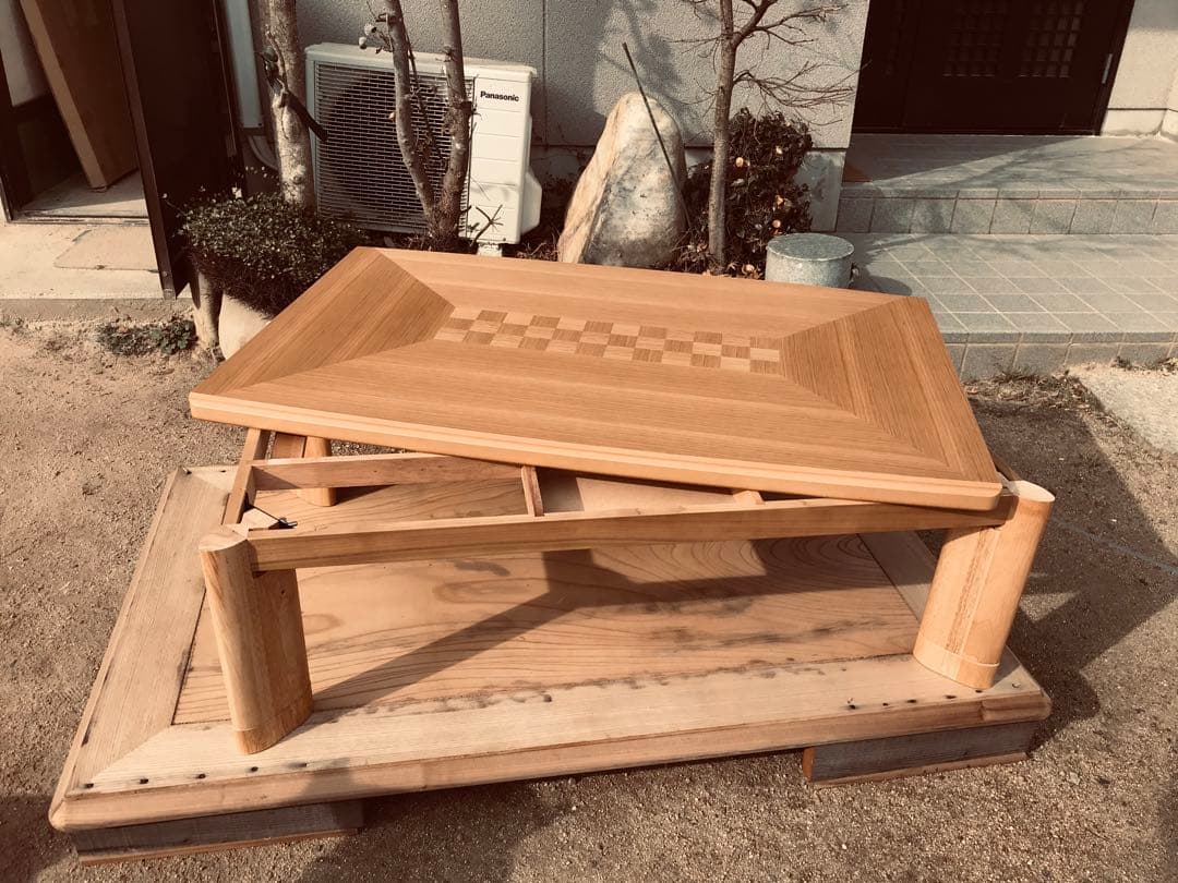 大型こたつナラ市松135日本製・ヒーター別売り