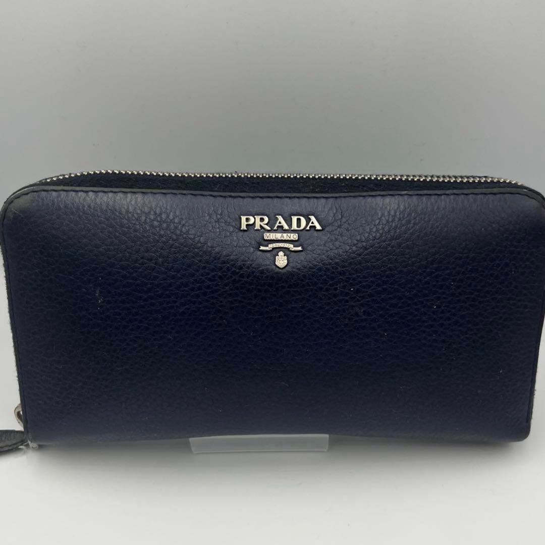 人気 PRADA 長財布 ネイビー