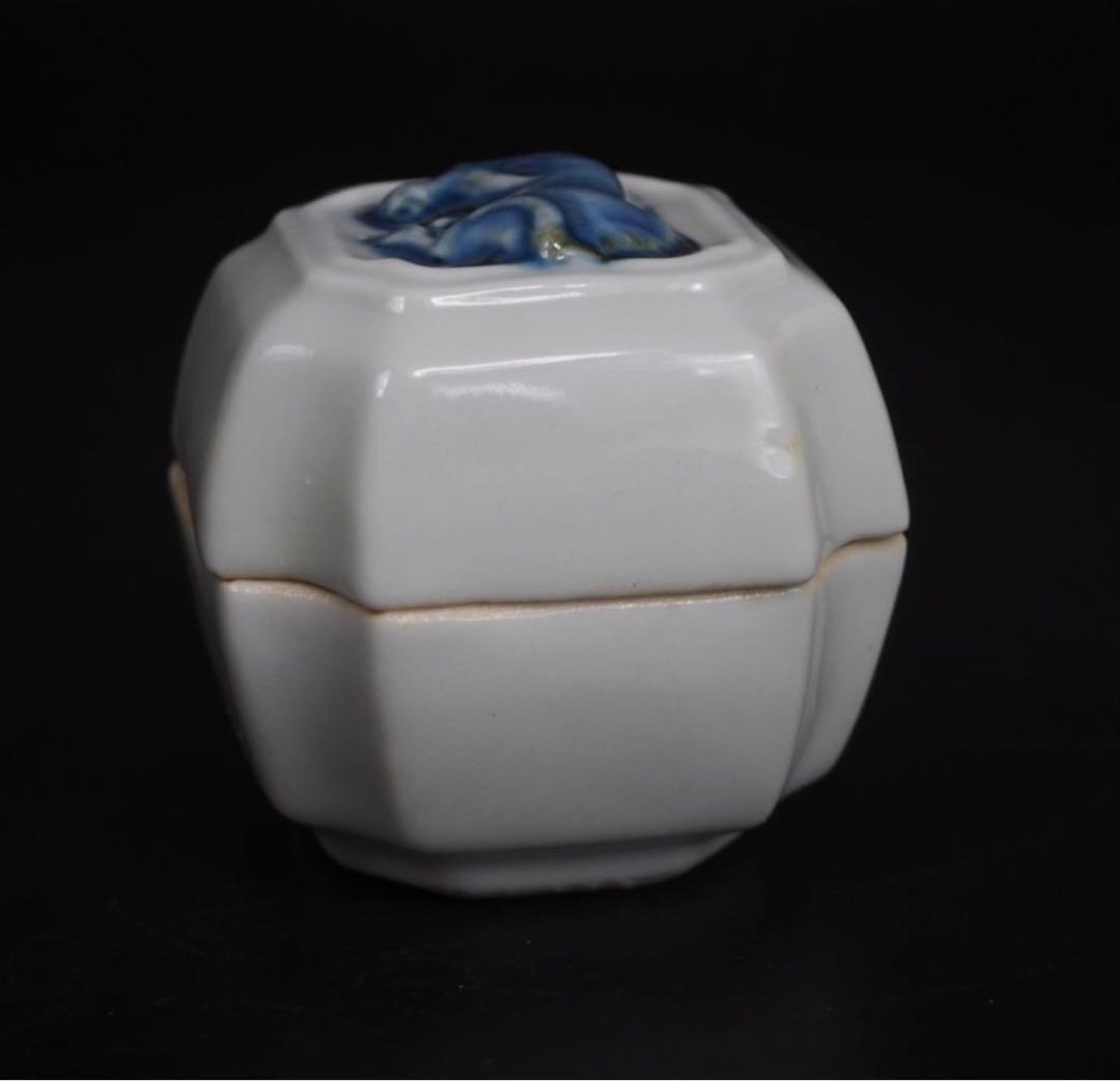 送料無料　篩月庵　三浦竹泉造 青華牛香合　共箱・共布　茶道具華道具