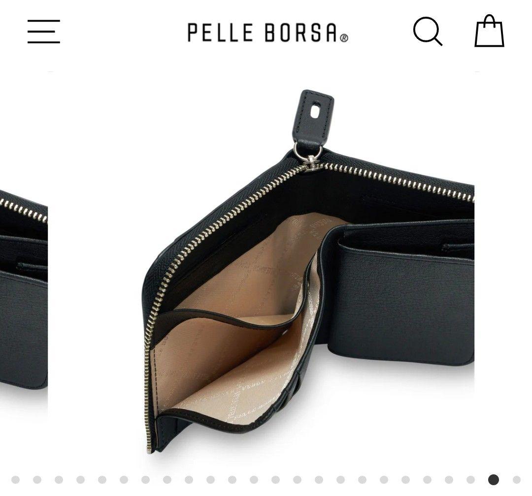 【美品】PELLE BORSA ブラック二つ折り財布