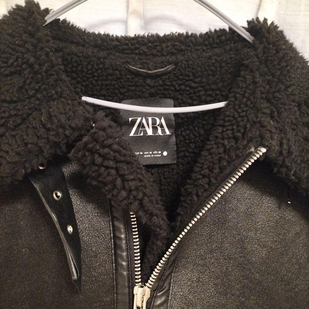 ZARA シェルパ付きブラックレザージャケット M❤️美品