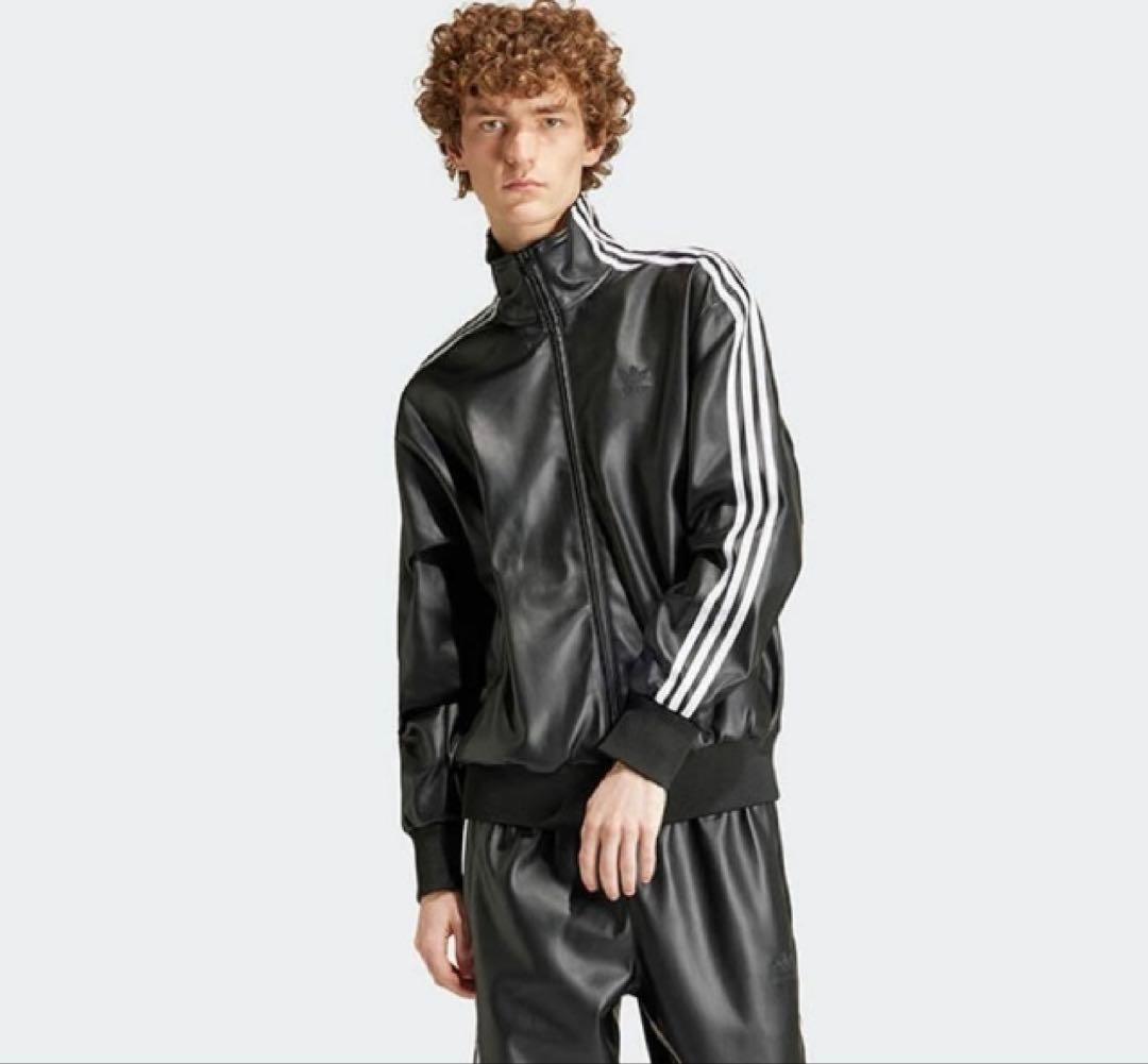 「即完売品」adidas ブラックレザージャケット Sサイズ　ファイヤーバード