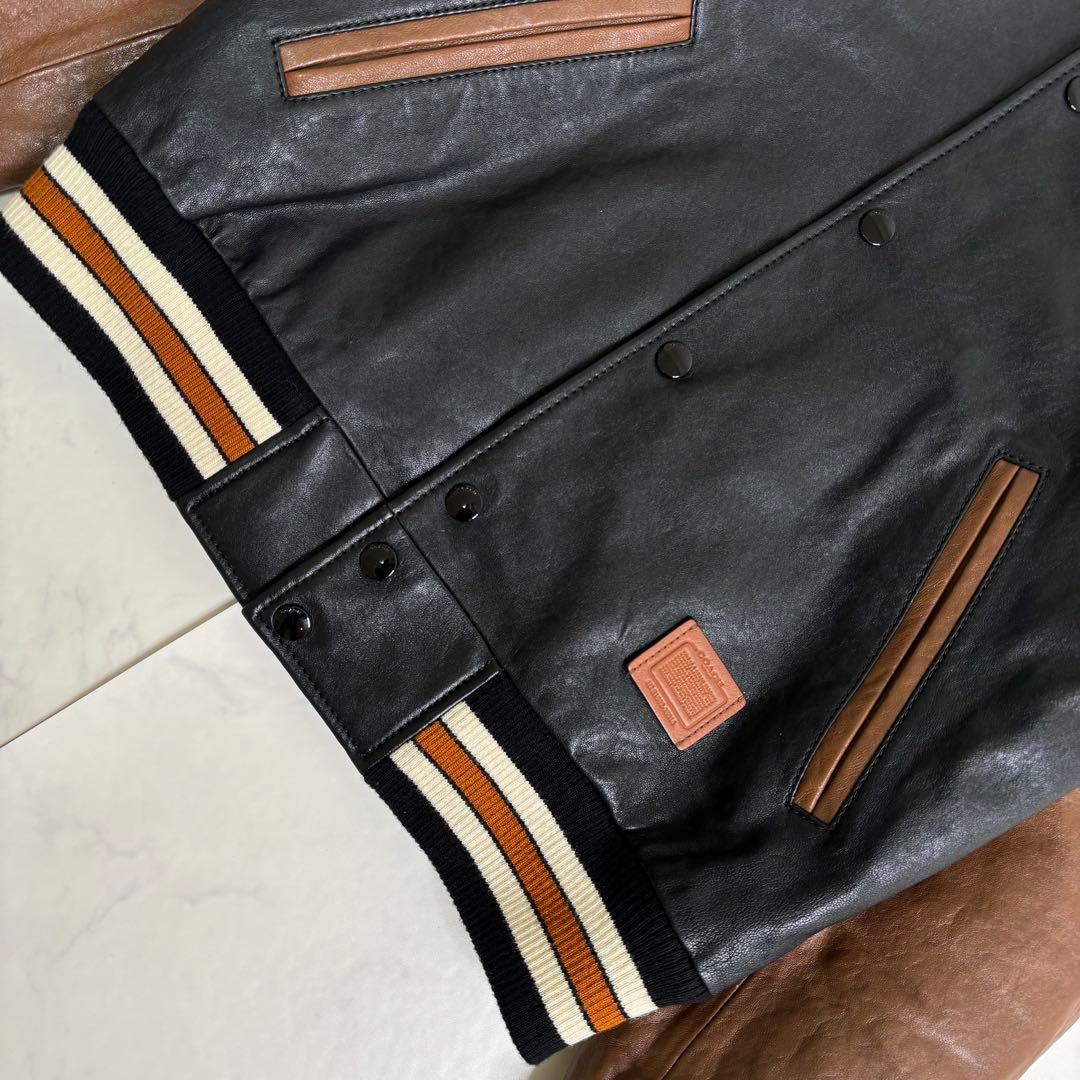 極美品 COACH スタジャン オールレザー ジャケット バイカラー ツートン