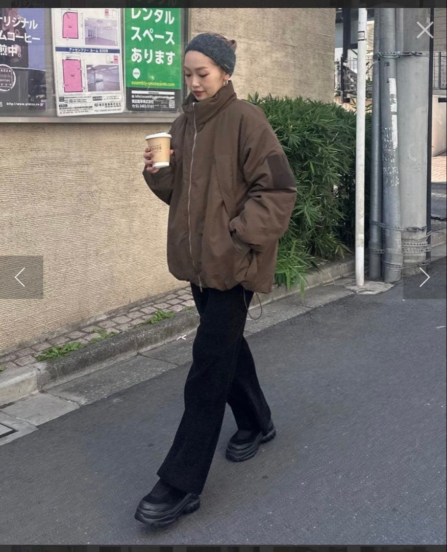 PON企画中綿スタンドカラージャケット　ブラウン