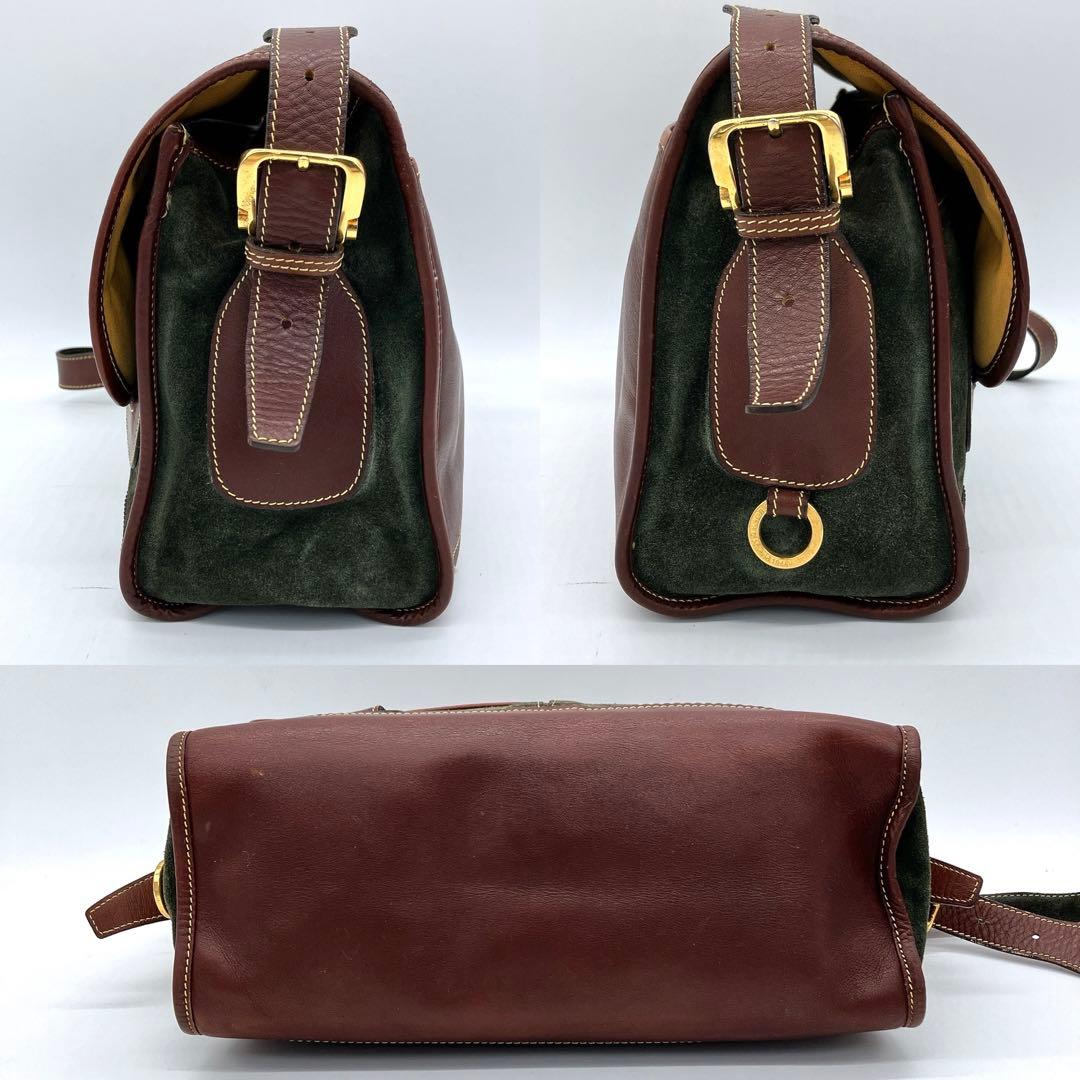 【LOEWE】メッセンジャーバッグ　アナグラム　ゴールド金具　スエード　レザー
