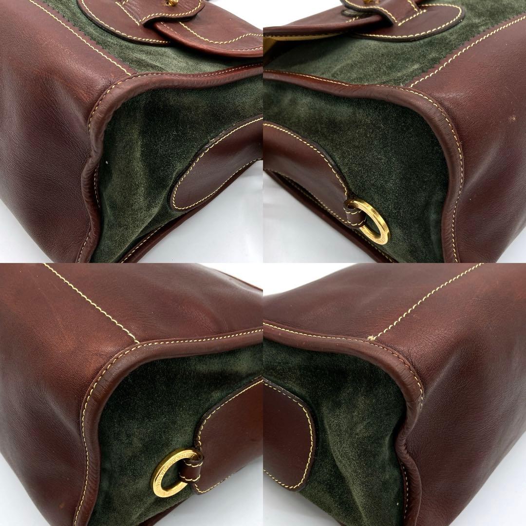 【LOEWE】メッセンジャーバッグ　アナグラム　ゴールド金具　スエード　レザー