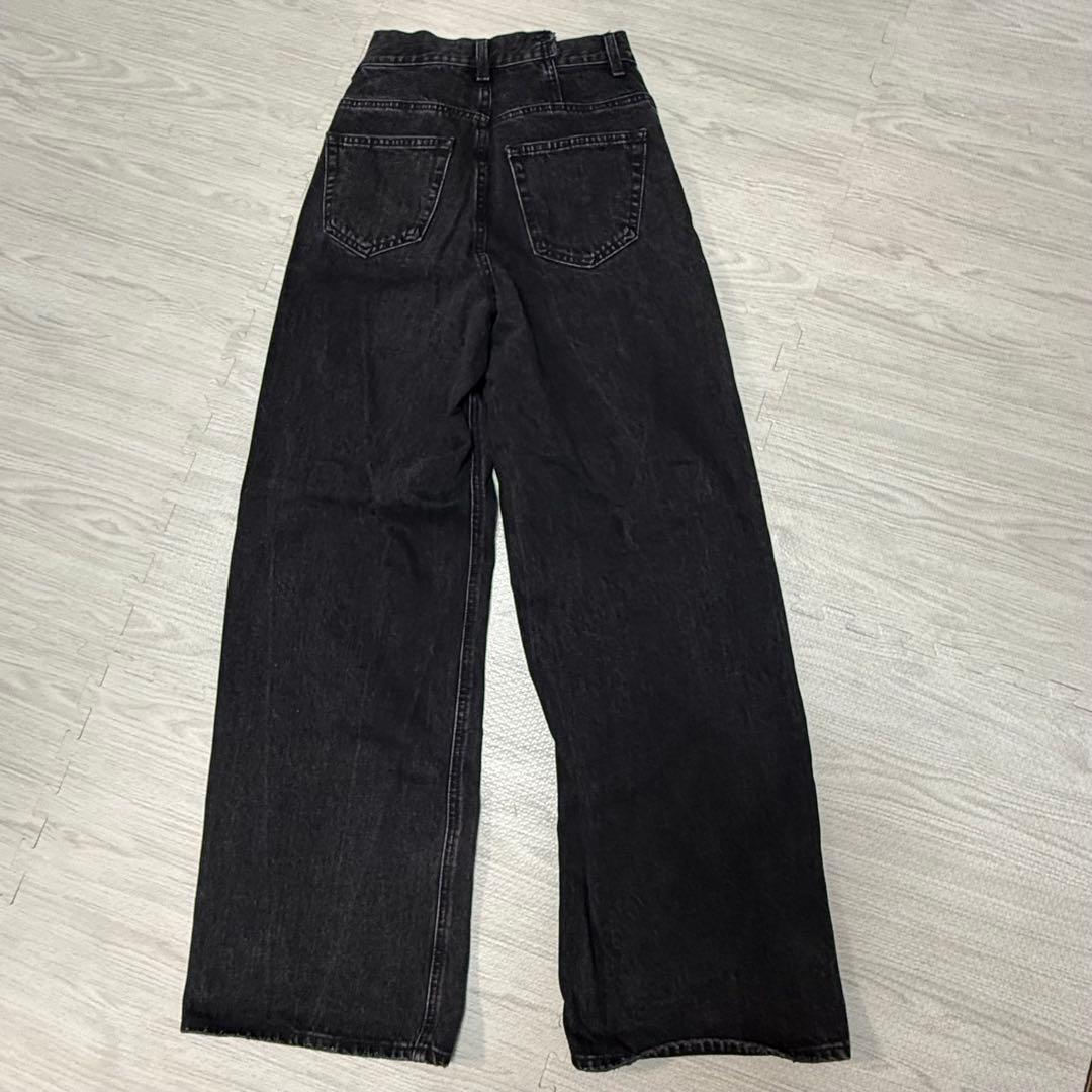 moussyマウジー CROSS WAIST WIDE STRAIGHTデニム