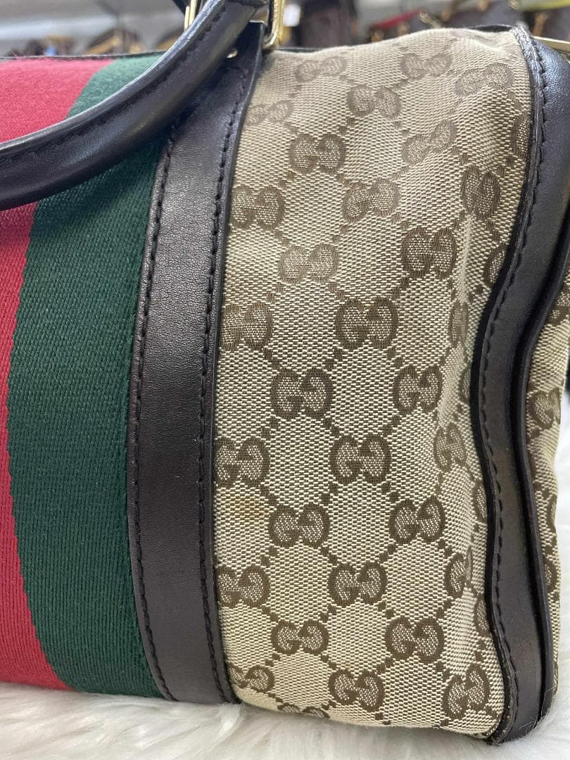 Gucci ボストンバッグ ベージュ/グリーン/レッド