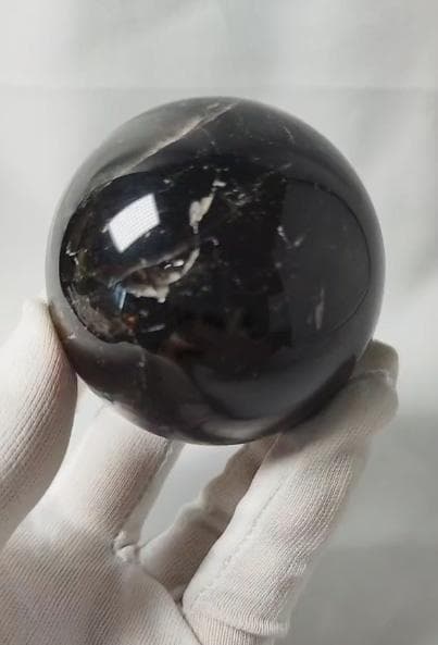 モリオン丸玉　黒水晶　チベット産　魔除け　天然石　鉱物　62mm