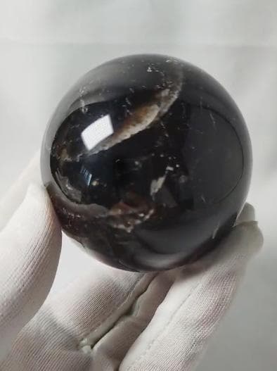 モリオン丸玉　黒水晶　チベット産　魔除け　天然石　鉱物　62mm