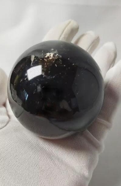 モリオン丸玉　黒水晶　チベット産　魔除け　天然石　鉱物　62mm