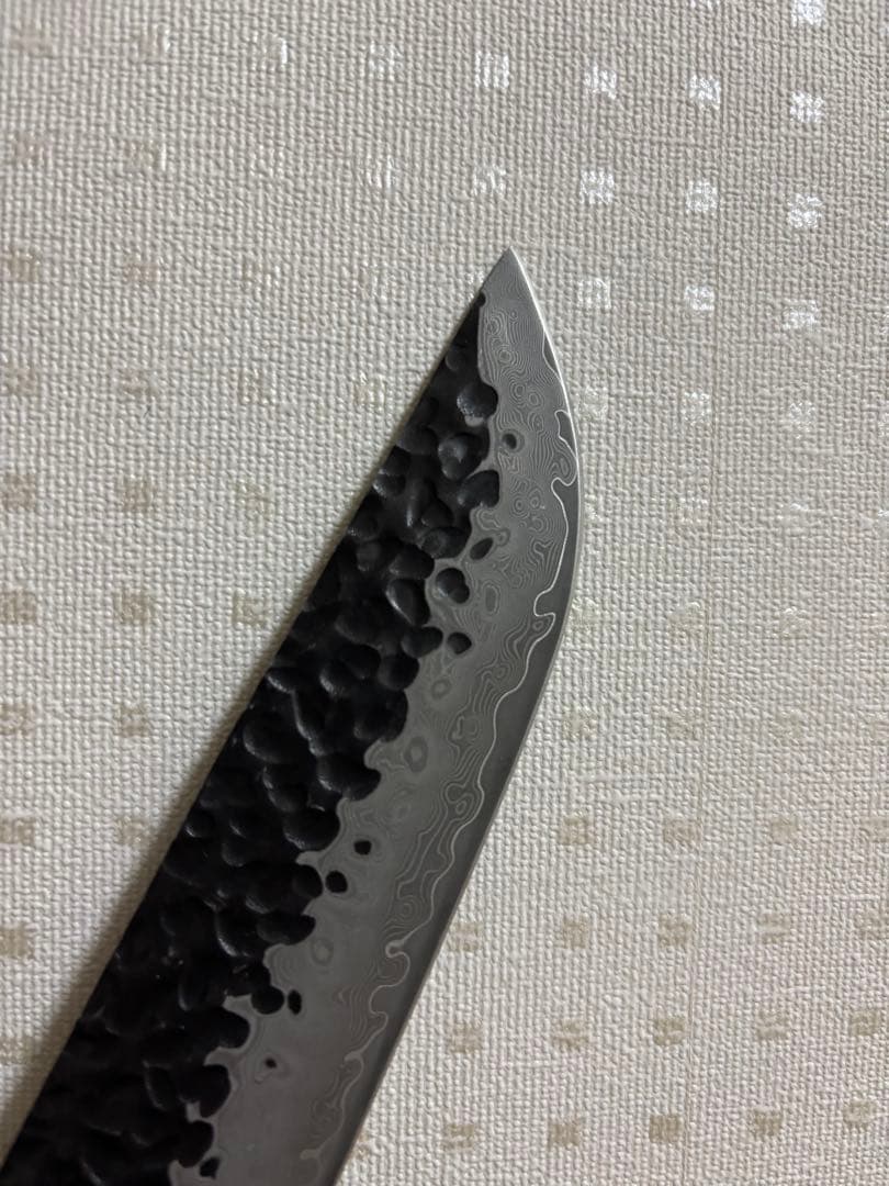 先丸柳刃 槌目 黒打鍛造 V 金10号 ダマスカス 67層 27cm ９寸 包丁