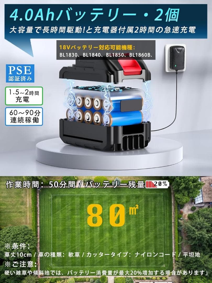 新品✨草刈り機 充電式 伸縮1.6m コードレス草刈機　21vバッテリー2個