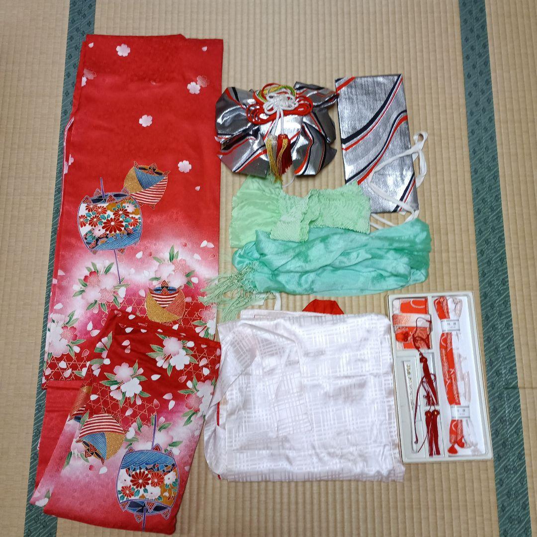 七五三　女の子　七歳　着物　襦袢　帯　帯揚げ　しごき　小物セット