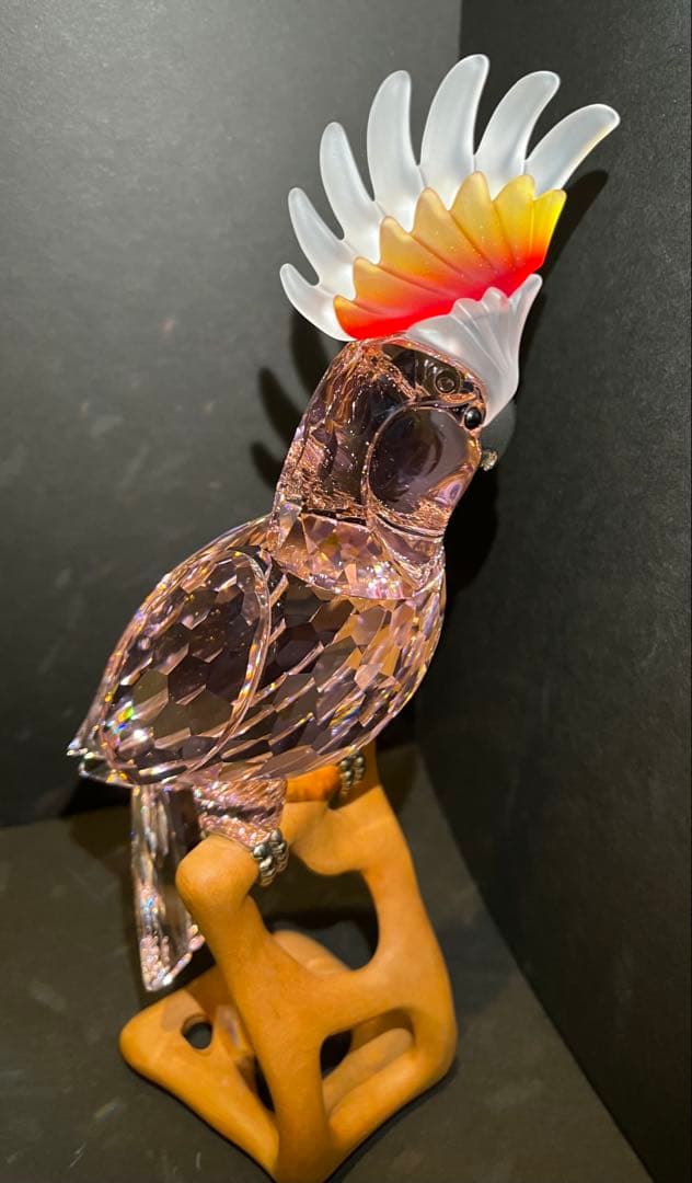 t*m様 スワロフスキー インコ ピンク クリスタル オブジェ