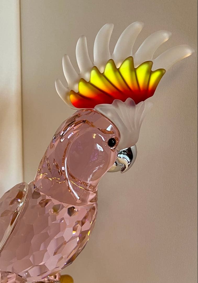 t*m様 スワロフスキー インコ ピンク クリスタル オブジェ