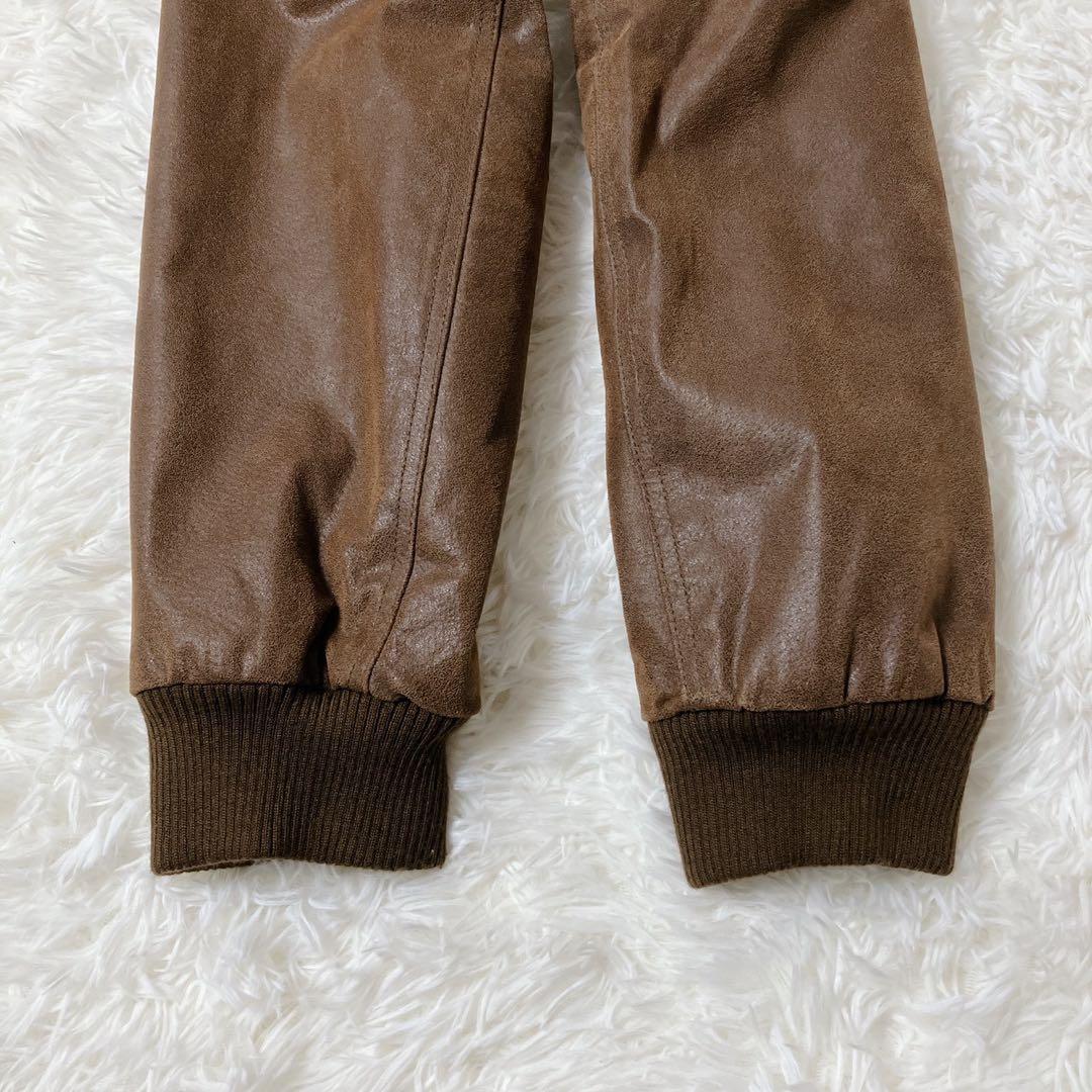 【希少】FLAVOR☆フード付 レザー ボマージャケット ライダース 茶色 XL