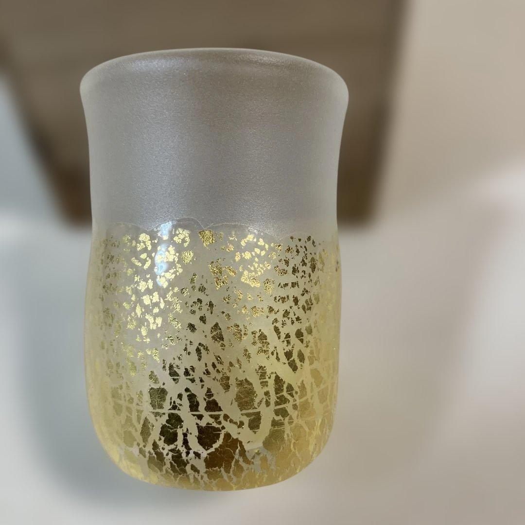 藤田喬平 手吹硬質金彩 ぐい呑み