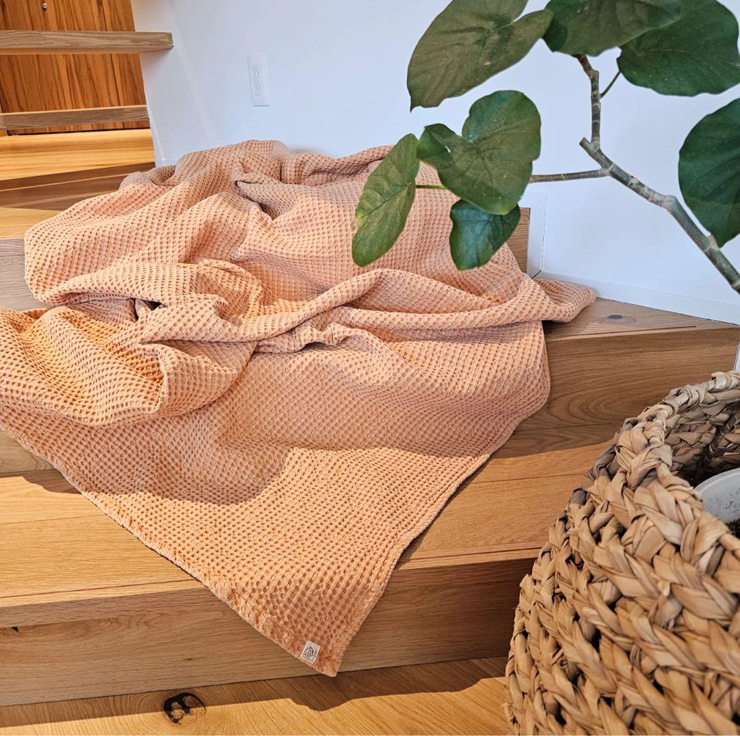 美管理spa 黄土色ブランケット 大判サイズ160×220cm