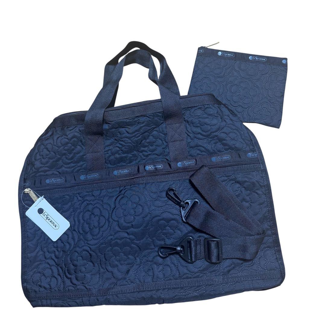 新品　LeSportsac レスポートサック　ボストンバッグ　黒　花柄