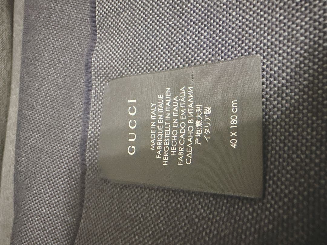 [GUCCI]未使用　メンズ　GG柄×無地　ストール　グレー　ネイビー