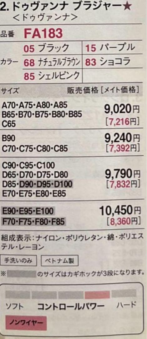 龍　シャルレ　ドゥヴァンナ　ブラ　F70 2枚