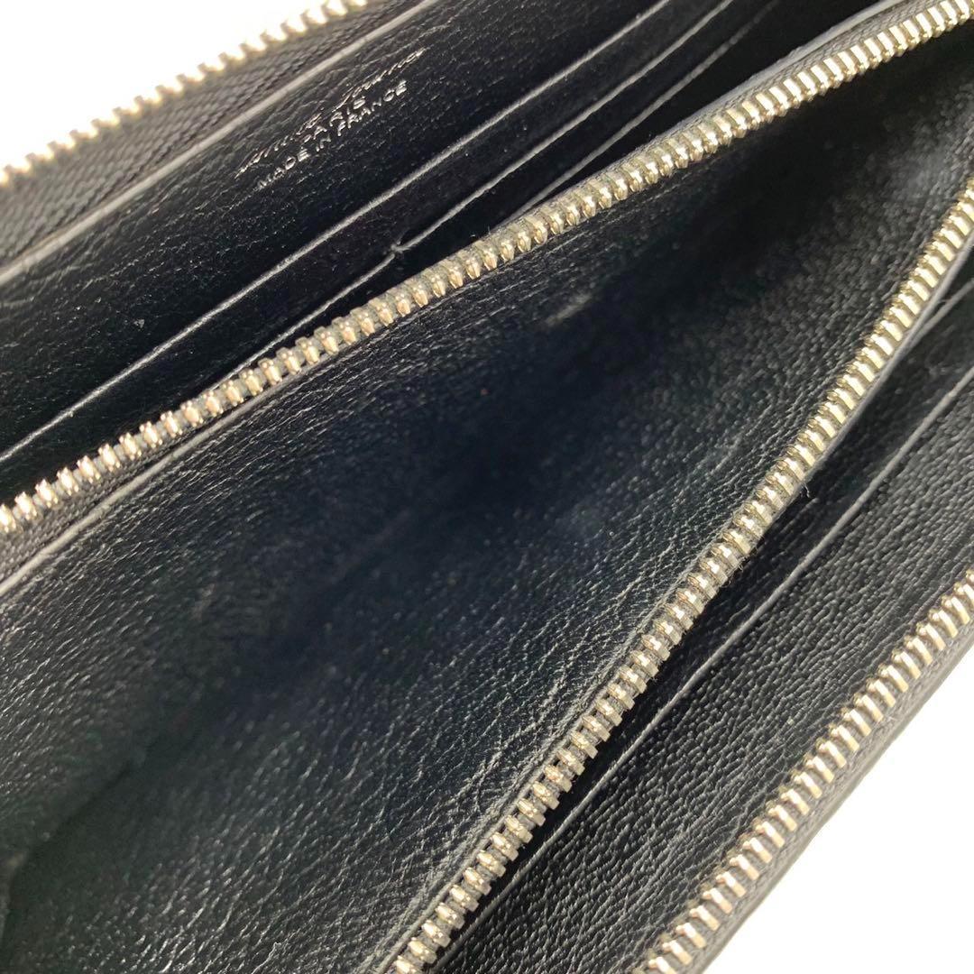 ［美品］カミーユフォルネ リザード　ラウンドジップ　フランス製　ダークネイビー