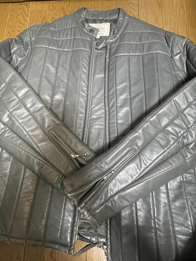 最終価格【美品】 AVIREX レザージャケット　グレー（Lサイズ）