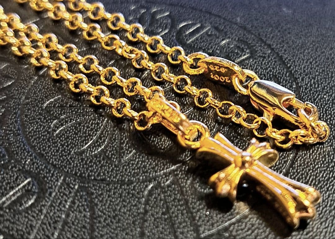 クロムハーツ CHクロス ベビーファットチャーム 1p×ロールチェーン 22K
