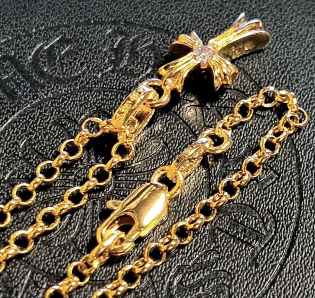 クロムハーツ CHクロス ベビーファットチャーム 1p×ロールチェーン 22K
